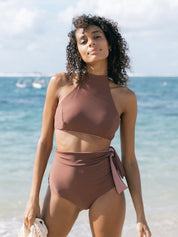 Amerie High Neck Top (Rosewood)