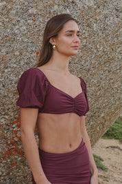 Camila Sleeved Top (Bordeaux)